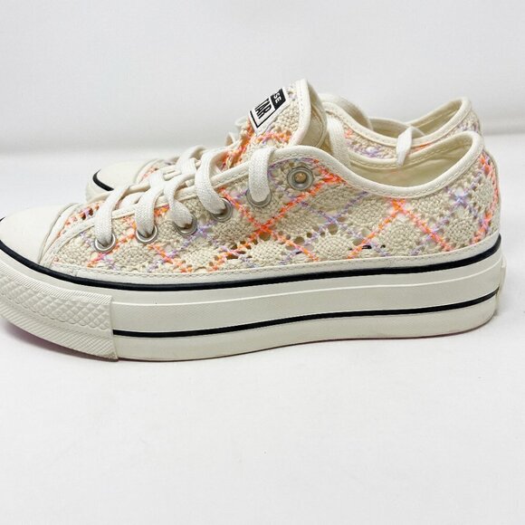 CONVERSE | Chuck Taylor All Star Platform Boho Crochet Wmns 8 Cream - Picture 10 of 11